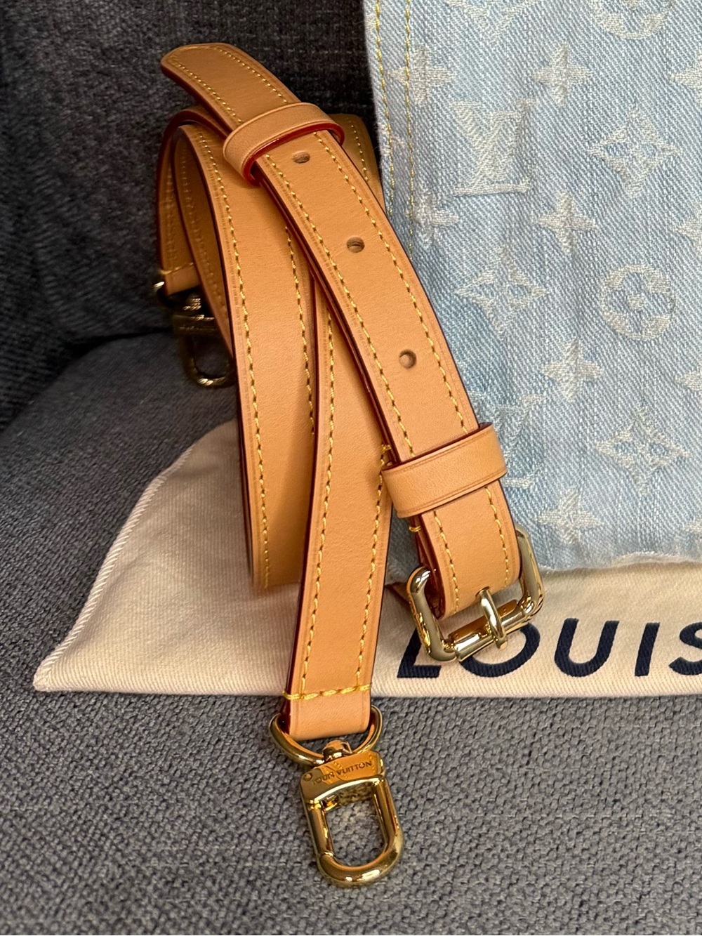 Louis Vuitton vachetta leather adjustable crossbody strap